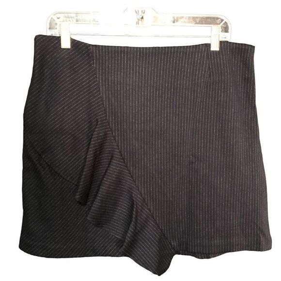 1State Skirt Womens L Jersey Knit Pinstripe Mini Ruffle Side Hem NWT - Picture 1 of 6